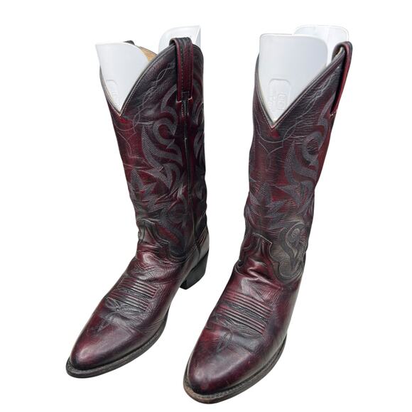 Vintage Dan Post Men’s Black Cherry Cowboy Boot Size US 8 D - Picture 6 of 10